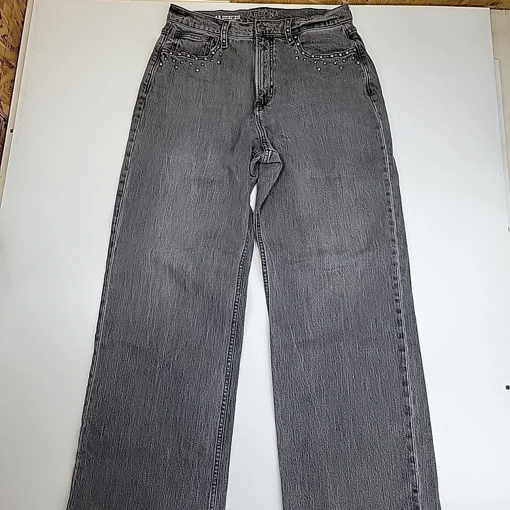 Arizona Jean Co Jeans WIDE LEG Women's Size 13 Y2K Skater Rock Black Medium Wash